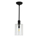 MATTE BLACK PENDANT W CYLINDER GLAS
