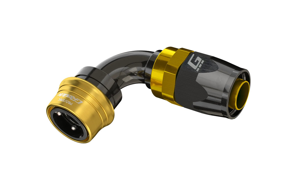 GReddy PRO/SPEC - 90 Degree AN16 Quick-Release Swivel Hose End(s) - Black / Gold anodized