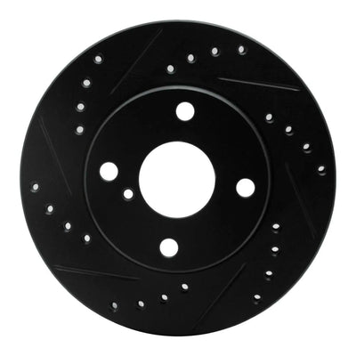 R1 90-93 Mazda Miata Front Left Drilled & Slotted Black Brake Rotor