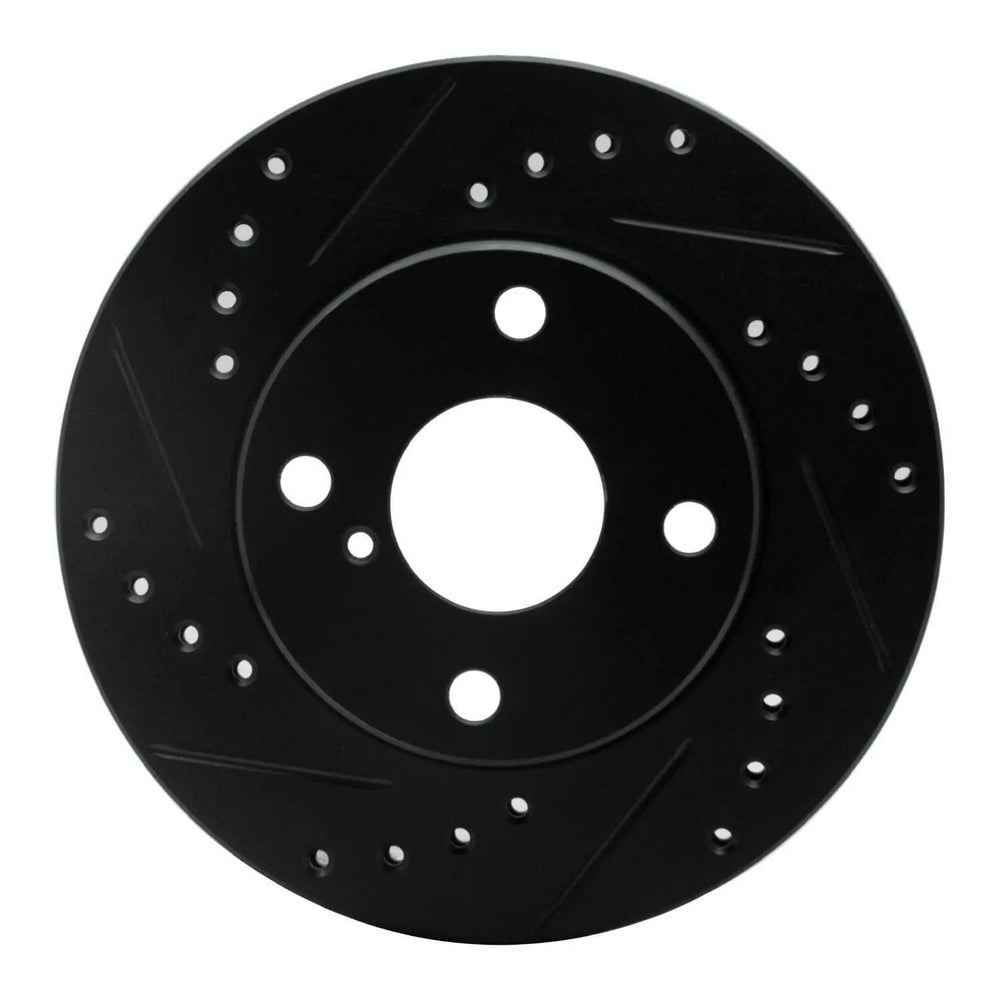 R1 90-93 Mazda Miata Front Left Drilled & Slotted Black Brake Rotor
