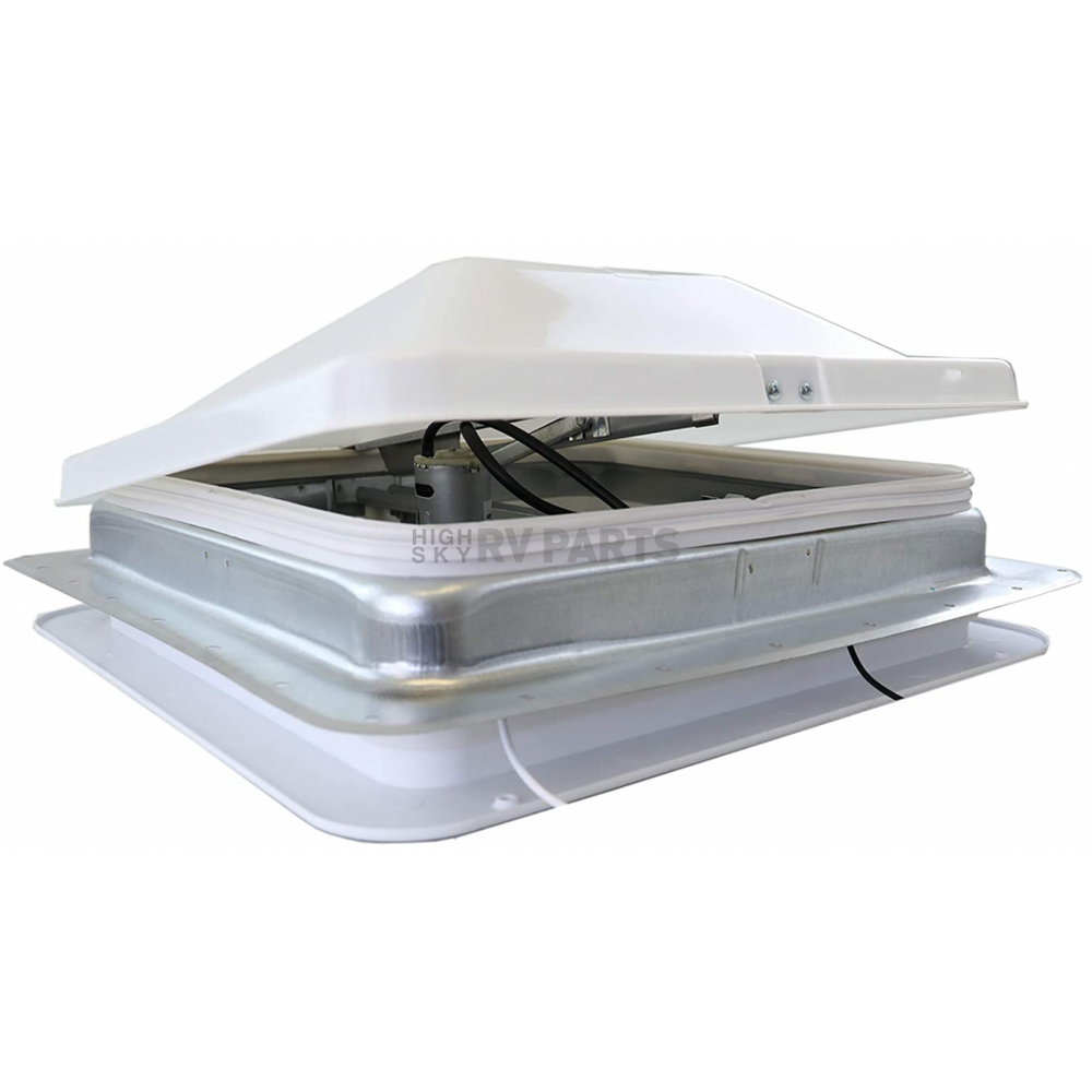 UNIVERSAL VENT 14IN 12V WHT LID GALV. COLLAR & 90091 GARNISH