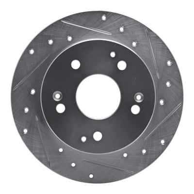 R1 97-01 Acura Integra Rear Right Drilled & Slotted Silver Brake Rotor