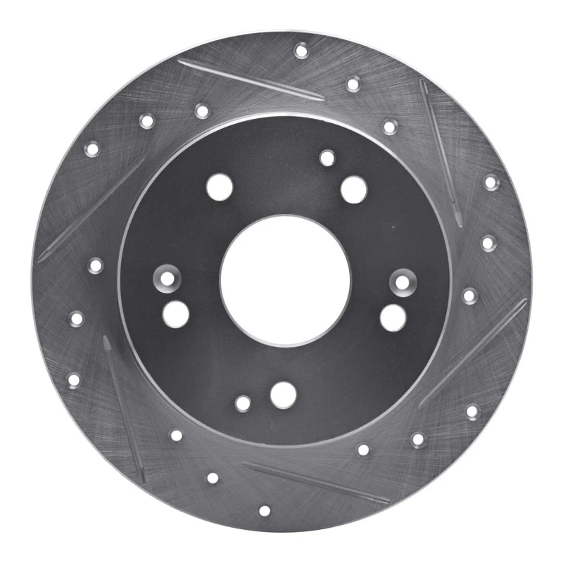 R1 97-01 Acura Integra Rear Right Drilled & Slotted Silver Brake Rotor