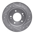 R1 11-25 Hyundai Elantra Coupe Rear Left Drilled & Slotted Silver Brake Rotor
