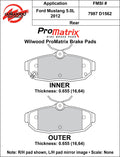 PAD,D1562-10,.655 THK,AXL