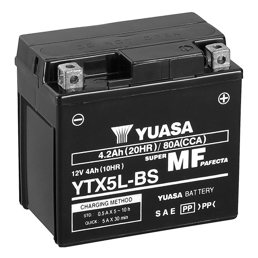 Yuasa YTX5L-BS Maintenance Free AGM 12-Volt Battery w/Bottle