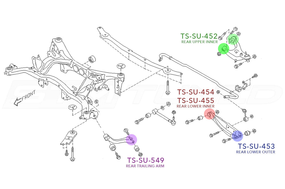 Torque Solution Rear Trailing Arm Bushings 2008+ Subaru WRX/STI/Forester / 2013+ BRZ/FR-S/86