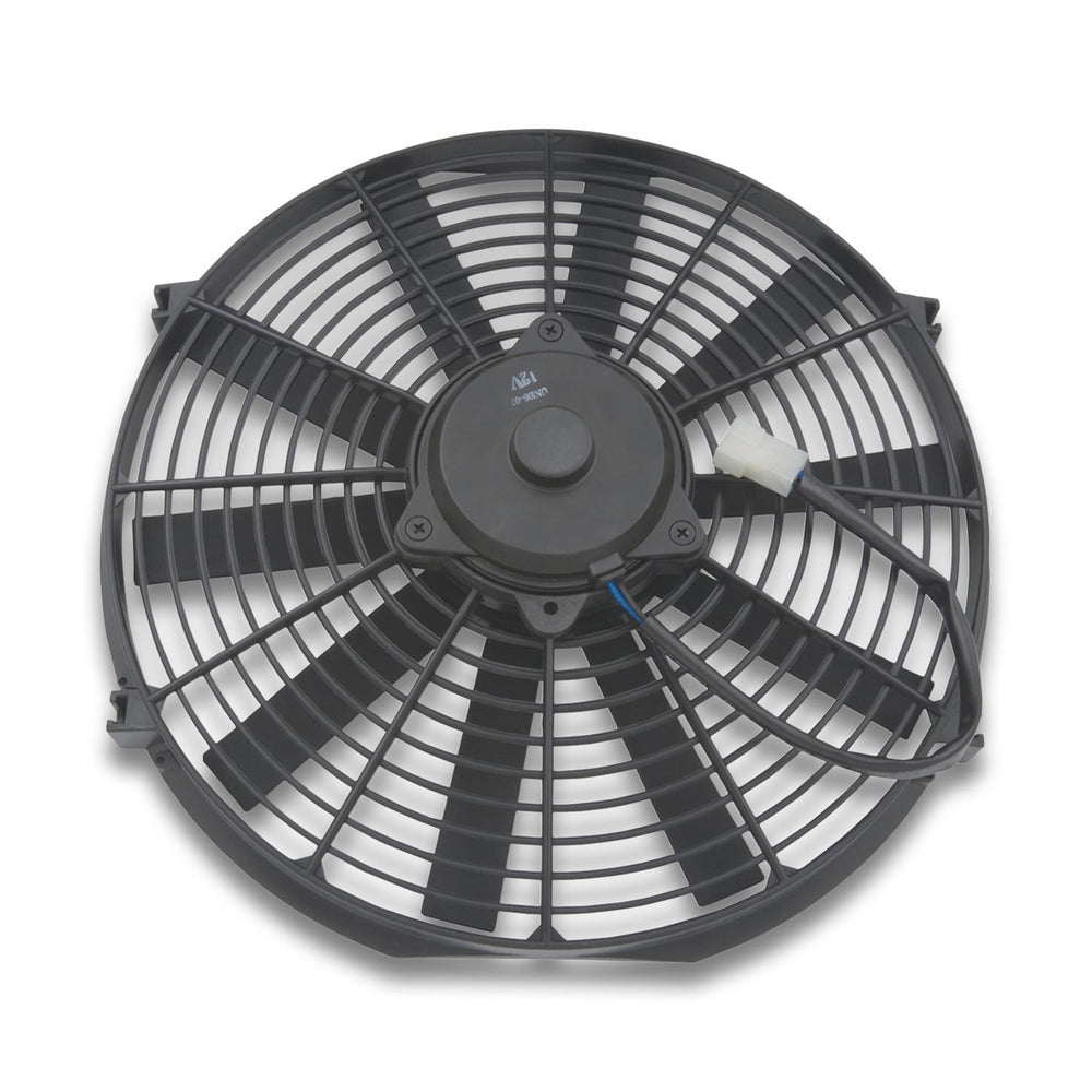 14IN HIGH PERFORMANCE ELECTRI FAN STRAIGHT BLADEW/ RED CHEVY BOWTIE EMBLEM PUSHER ONLY