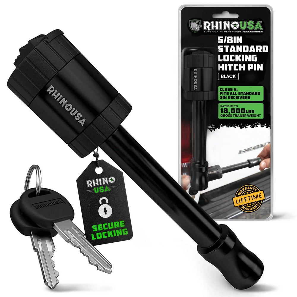 Rhino USA 2in Locking Trailer Hitch Pin (3 Pack) - Black Powder Coat
