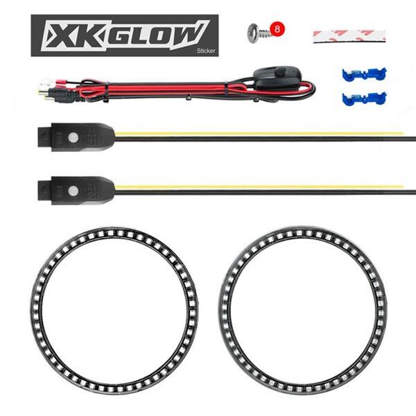 7in RGB LED Jeep Halo Ring XKchrome Bluetooth App Controlled Kit w/ Turn Signal and DRL Function - No Controller