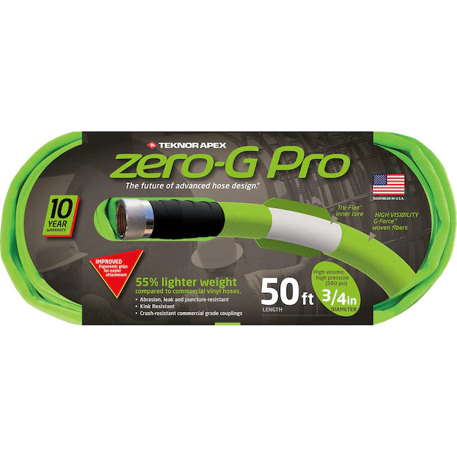 ZEROG PRO HOSE 3/4INX50FT COMMERCIAL GRADE CRUSHRESISTANT COUPLING W/BRASS INSERT 500 PSIRATED