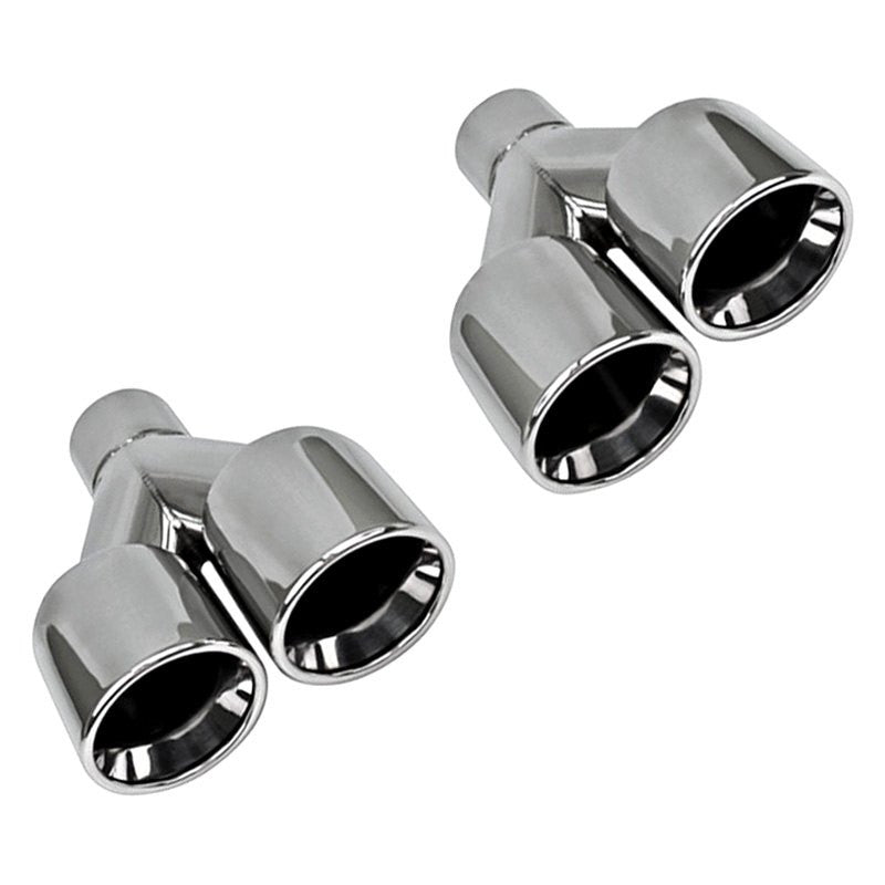 DUAL 3.5IN DOUBLE WALL STAGGED ROLL SLANT PASSENGER SIDE/RIGHT SS EXHAUST TIP 2.