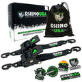 Rhino USA Retractable Ratchet Straps (2Pk 2Inx10Ft) (Black)