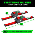 Rhino USA Retractable E-Track Ratchet Straps (2 Pack, 2Inx10Ft) (Red)