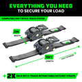 Rhino USA Retractable E-Track Ratchet Straps (2 Pack, 2Inx10Ft) (Green)