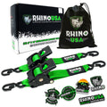 Rhino USA Retractable Ratchet Straps (2Pk 2Inx10Ft) (Green)