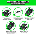 Rhino USA Retractable Ratchet Straps (2Pk 2Inx10Ft) (Green)