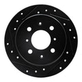 R1 88-01 Acura Integra Rear Left Drilled & Slotted Black Brake Rotor