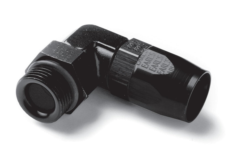 BLACK 90 DEG -8 AN TO -8 SWIVEL-SEAL