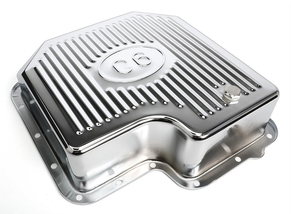 FORD C4 CHROME STEEL FINNED DEEP TRANS. PAN