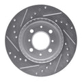 R1 14-15 Mitsubishi Mirage Front Right Drilled & Slotted Silver Brake Rotor