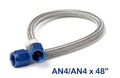 Stainless Steel Braided Hose -4An 4 Foot Blue Stainless Steel Braided Hoses NOS