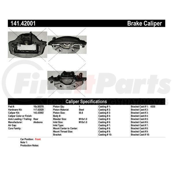 Centric 66-75 Nissan 411 / 510 / 610 / 710 Loaded Front Right Rebuilt Caliper (R&R Only)
