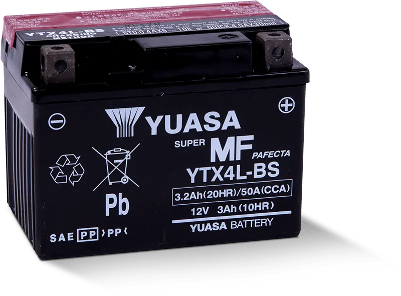 Yuasa YTX4L-BS Maintenance Free AGM 12-Volt Battery w/Bottle