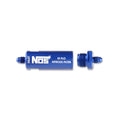 In-Line Hi-Flow Nitrous Filter 4An Blue High Pressure Nitrous Filter -4An X -4An In-Line Billet Aluminum (140 Micron) NOS