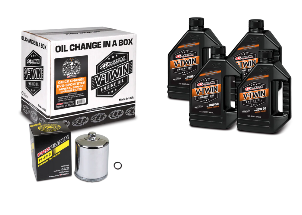 Maxima V-Twin Quick Change Kit Mineral w/Black Filter Evo/Sportster