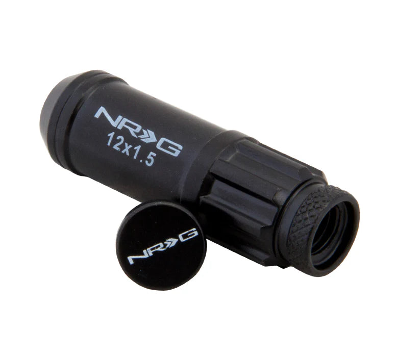 NRG 500 Series M12 X 1.25 Bullet Shape Steel Lug Nut Set - 21 Pc w/Lock Key - Chrome Gold