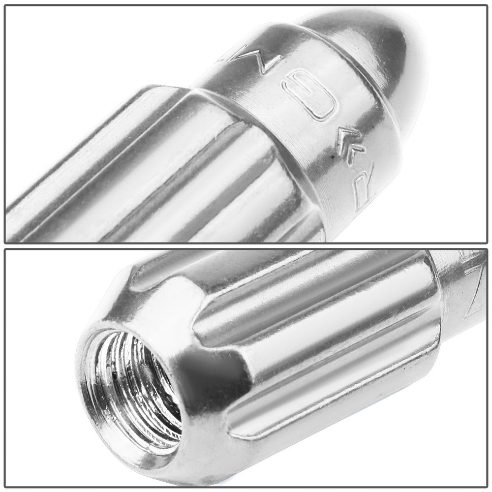 NRG 500 Series M12 X 1.25 Bullet Shape Steel Lug Nut Set - 21 Pc w/Lock Key - Silver