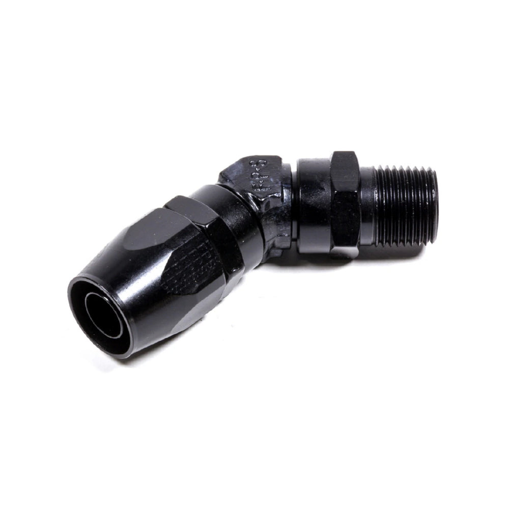 Fragola -10AN x 45 Degree Hose End x 3/8 NPT - Black