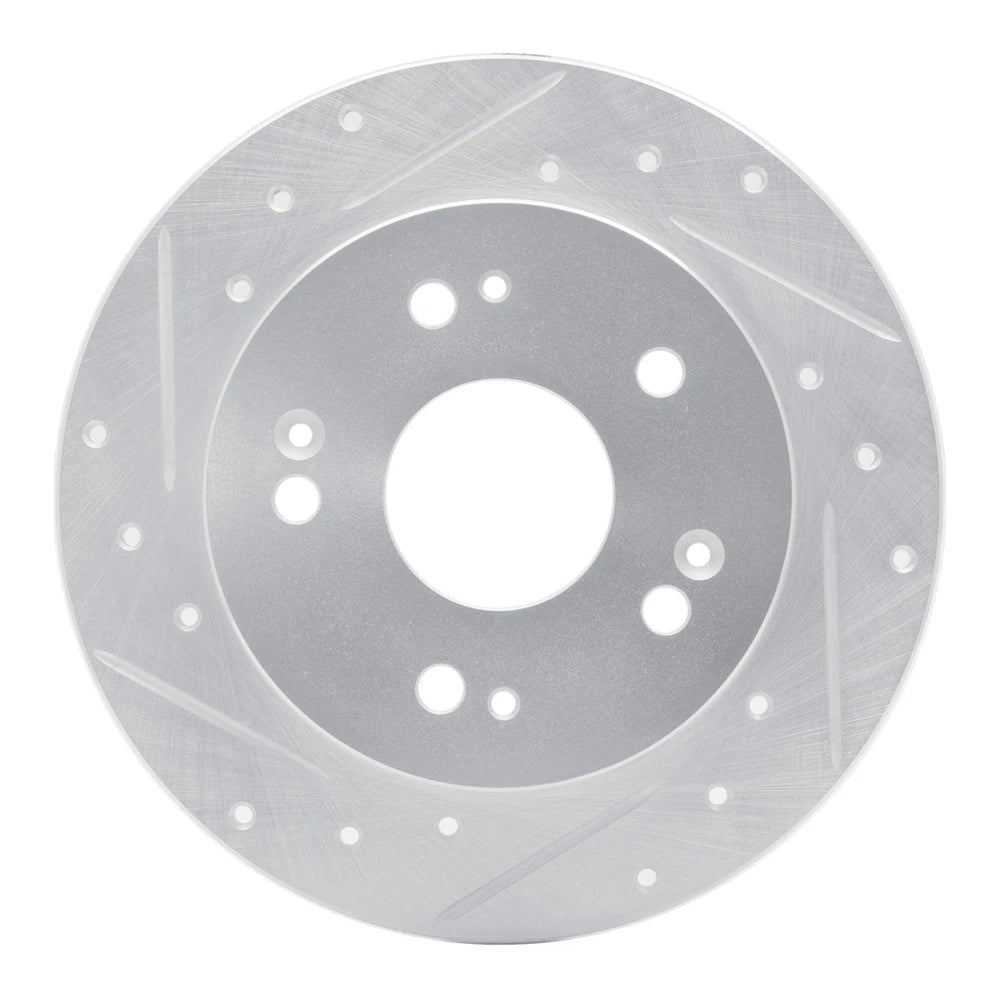 R1 06-15 Honda Civic Si Rear Left Drilled & Slotted Silver Brake Rotor