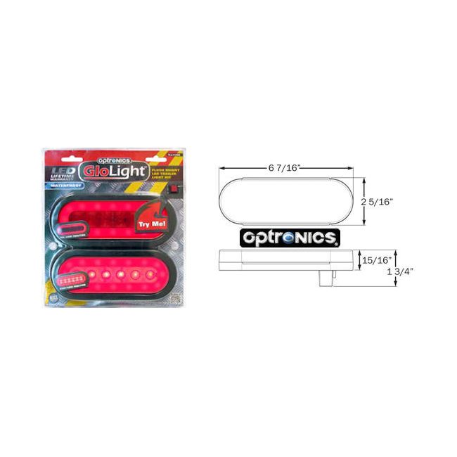 LED GLOLIGHT 6IN OVAL 22DIODE TRAILER LIGHT KIT INCLUDES GROMMETS/PLUGS TRY ME PACKAGING