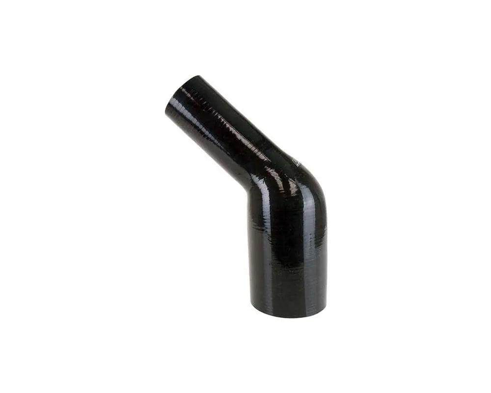 HPS Performance 2-3/8 - 3-1/8 ID High Temp 4-ply Reinforced Silicone 45 Degree Elbow Reducer Hose Black (60mm - 80mm ID)