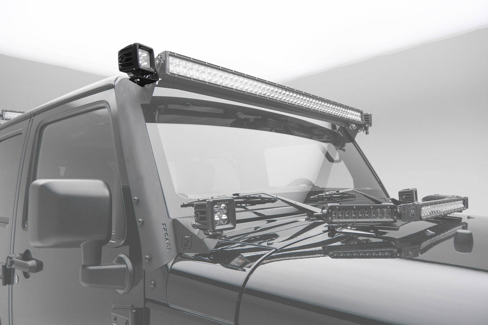 ~(6 lbs. 14X9X8)~ 2007-2017 JEEP WRANGLER JK : Side Mount LED Brackets for Zroadz Front Roof Mounts - to mount 3 IN Zroadz Cube Pod Work Lights or Similar Style Light - for illumination of Front Sides or Rear of your JEEP