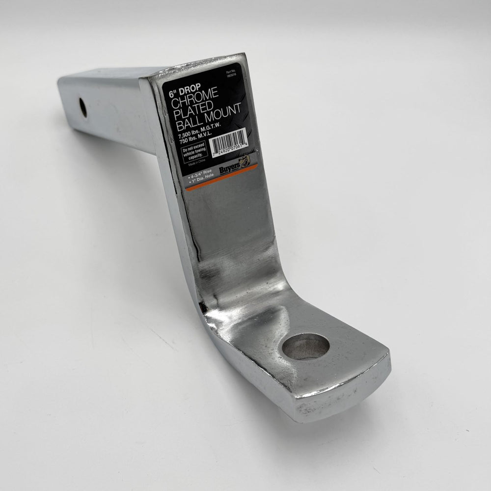 2IN BALL MOUNT 6IN DROP X 10IN 6000# CHROME