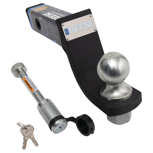 2IN RECEIVER BALL MOUNT 4IN DROP 7500LB W/2IN CHROME BALL & DOGBONE STYLE RECEIVER LOCK
