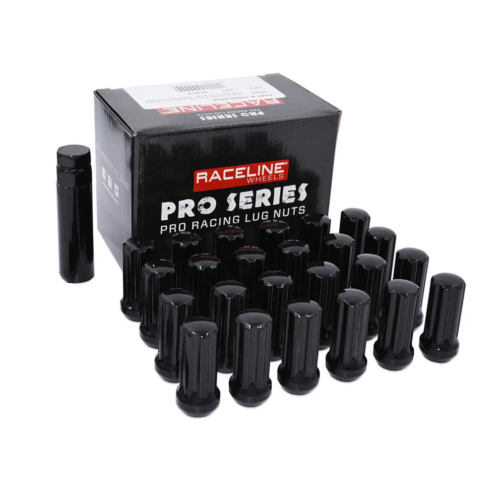 Raceline 9/16in Duplex Spline Black Lug Nuts (32 Pack)