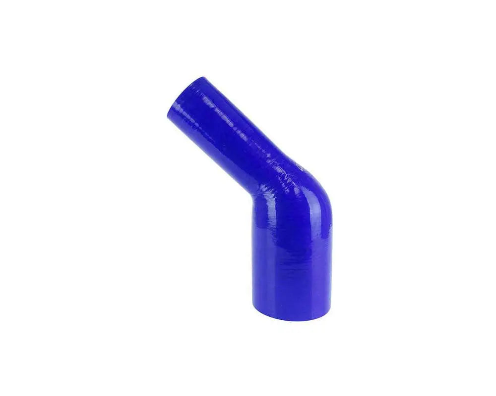 HPS Performance 2.75 - 3-1/8 ID High Temp 4-ply Reinforced Silicone 45 Degree Elbow Reducer Hose Blue (70mm - 80mm ID)