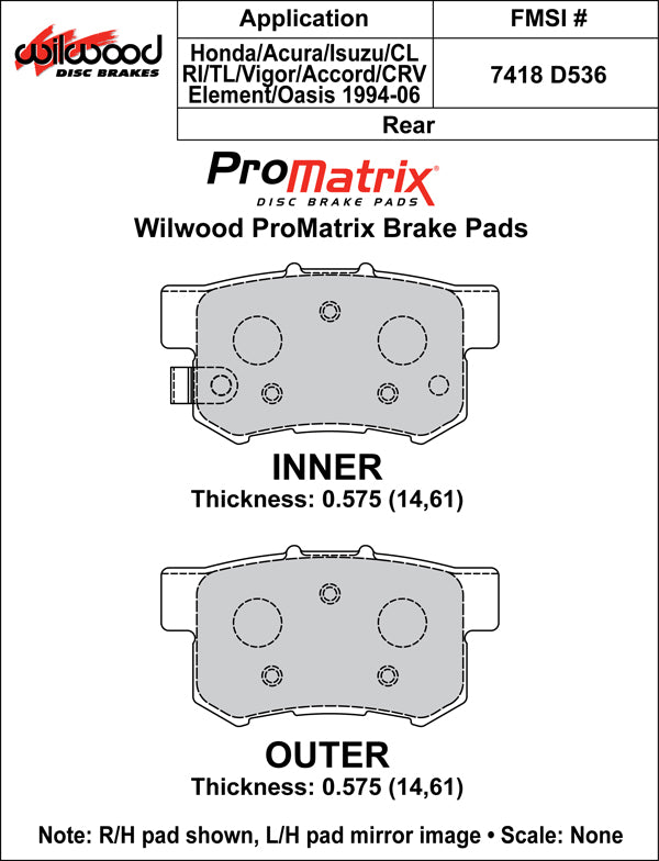 Wilwood Pad Set Promatrix D536