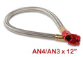Stainless Steel Braided Hose -4An To -3An 1 Foot Red Stainless Steel Braided Hoses NOS