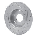 R1 16-25 Honda Civic Hatchback Rear Left Drilled & Slotted Silver Brake Rotor