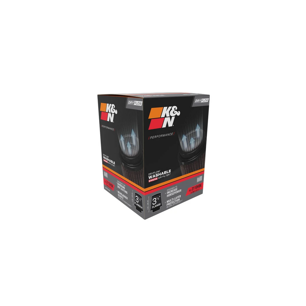 K&N Universal 3.5in Flange x 6in Base x 6.25in Height Dryflow Air Filter