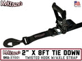 SpeedStrap 2In x 8Ft Ratchet Tie Down w/ Twisted Snap Hooks & Axle Strap Combo - Black