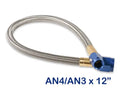 Stainless Steel Braided Hose -4An To -3An 1 Foot Blue Stainless Steel Braided Hoses NOS