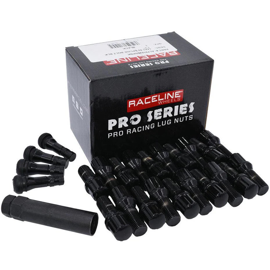 Raceline 12x1.5 Spline Black Lug Bolts (Set of 20)
