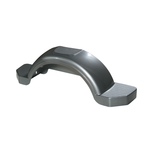 PLASTIC TRAILER FENDER W/TOP & SIDE STEPS 14IN TIRE SIZE SILVER