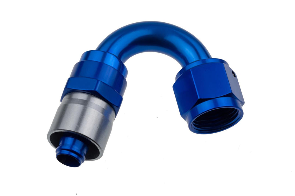 16 AN 150 DEGREE CRIMP STYLE HOSE END BLUE